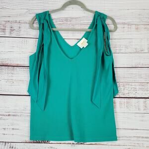 Anthropologie Maeve Kelly Bowtie Tank Top XL Cotton Stretch Knit Layering NWT